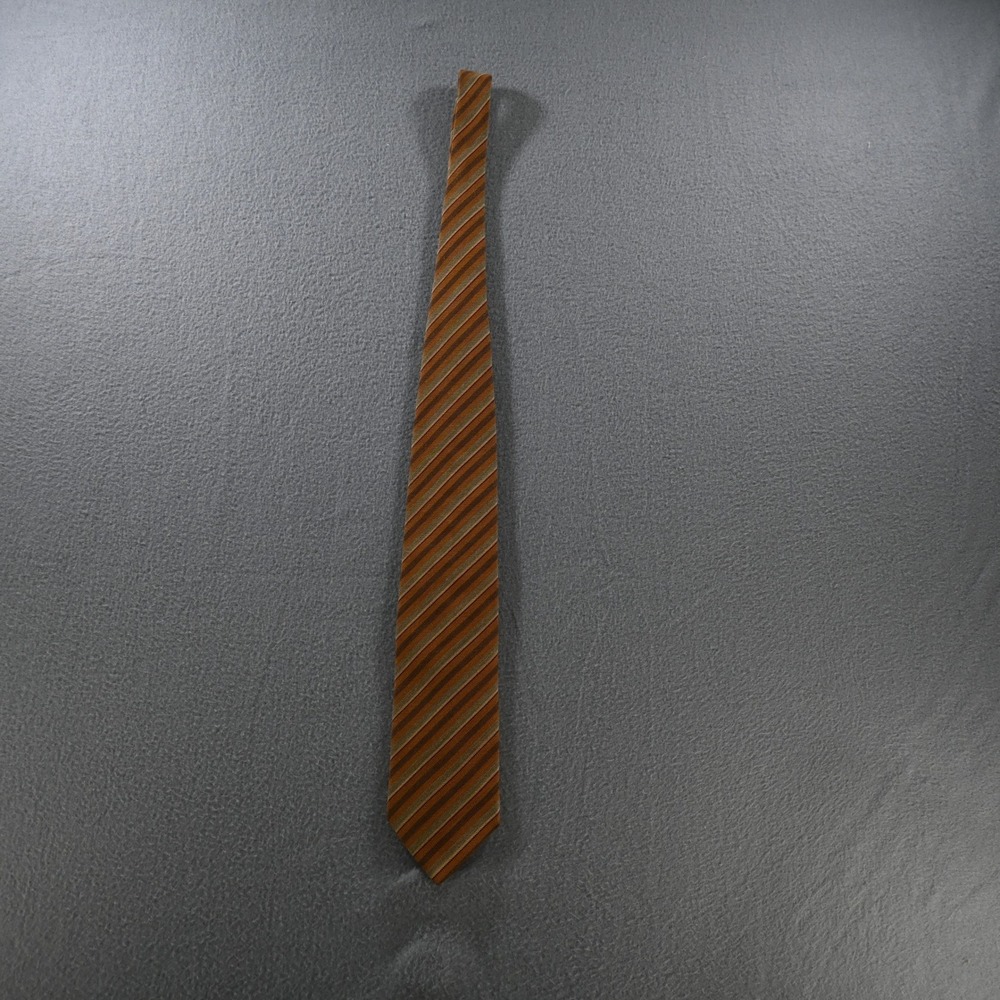 Tino Cosma Mens Vintage Diagonal Stripe Wool Silk Tie OS Brown Tan Rust - Picture 5 of 7
